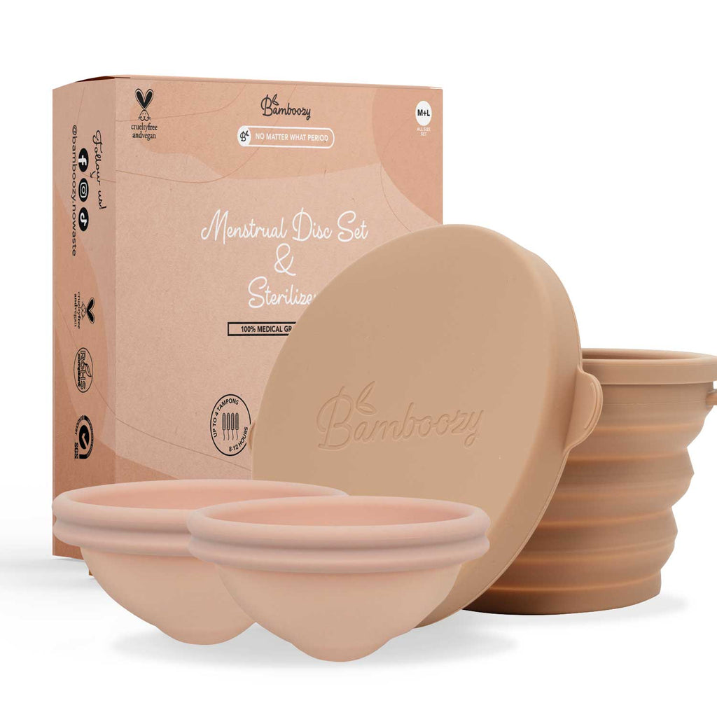 Coffret de démarrage Bamboozy disque menstruel - 2 disques menstruels (M+L) + stérilisateur + étui de rangement